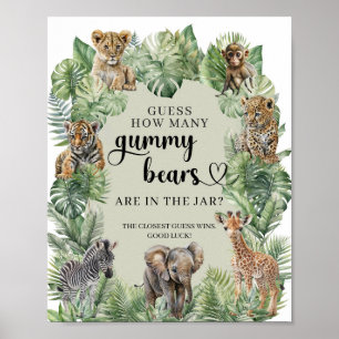 Affiche Jungle Safari Animaux Devinez Combien D'Ours Gummy