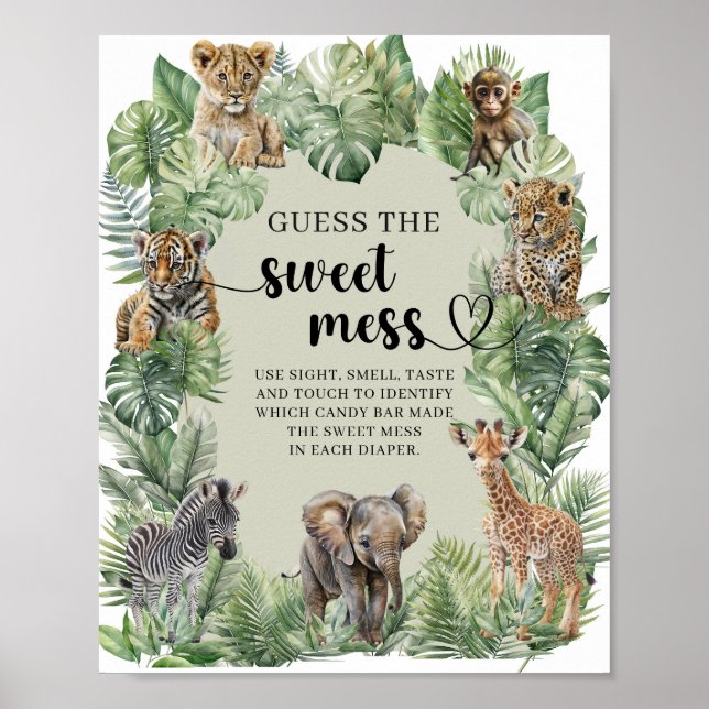 Affiche Jungle Safari Animaux Devinez The Sweet Mess jeu (Devant)