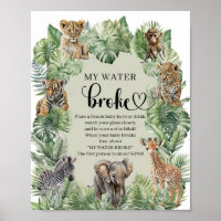Jungle Safari Animaux My Water Broke signe de jeu
