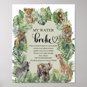Affiche Jungle Safari Animaux My Water Broke signe de jeu