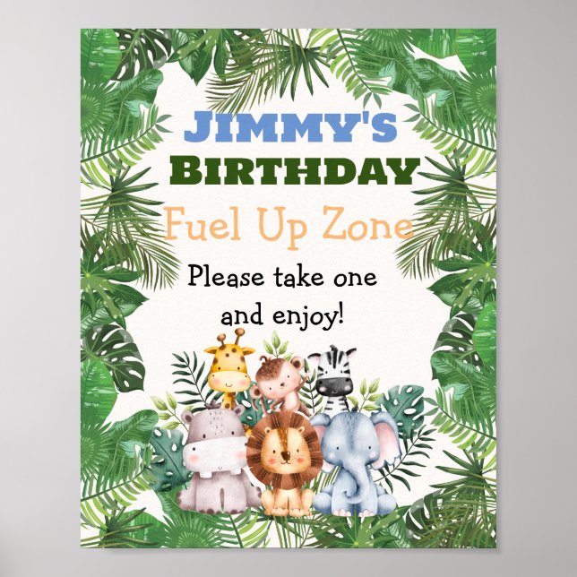 Affiche Jungle Safari Carburant Zone Up Anniversaire Poste (Devant)