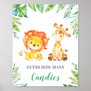 Affiche Jungle Safari Devine Combien De Candies Baby showe