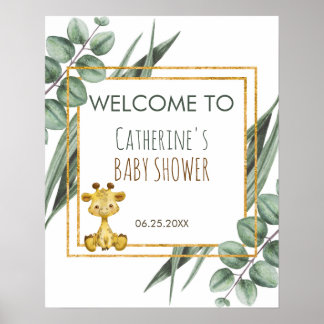 Affiche Jungle Safari Giraffe Baby shower Bienvenue
