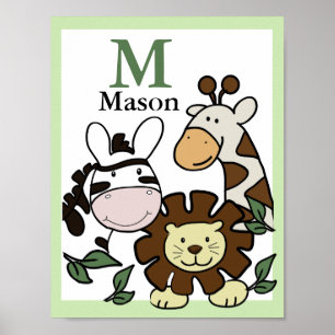 Affiche JUNGLE SAFARI IMPRIMER Bébé Zoo Animaux