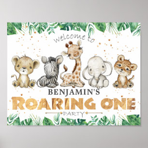 Affiche Jungle Safari Roaring Un 1er anniversaire