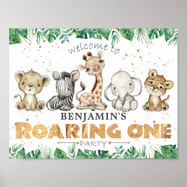 Affiche Jungle Safari Roaring Un 1er anniversaire (Devant)