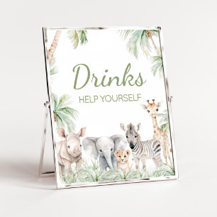 Affiche Jungle Safari Wild One Animaux Baby shower Boisson