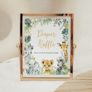 Affiche Jungle Safari Wild Un Baby shower Déchets Raffle