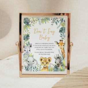 Affiche Jungle Safari Wild Un Baby shower ne pas dire bébé