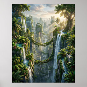 Affiche Jungle sur les toits au-dessus de la ville