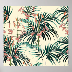 Affiche Jungle vintage : Vert foncé, Lys orange.