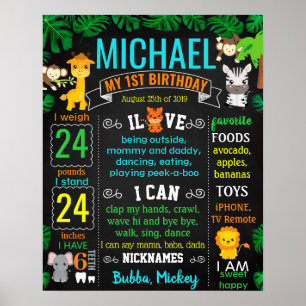 Affiche Jungle Zoo Safari Animaux Wild un anniversaire