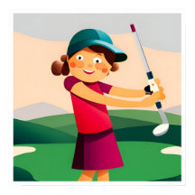 Junior Girls Golf Art Print