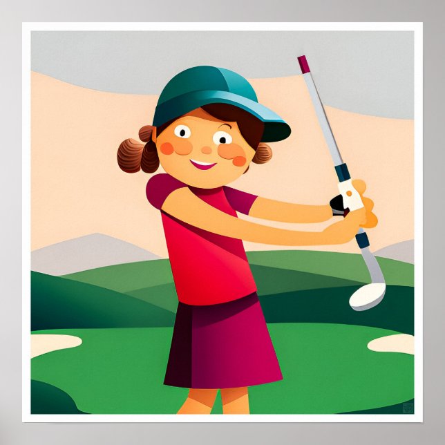 Affiche Junior Girls Golf Art Print (Devant)