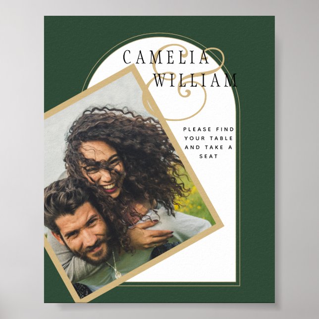 Affiche JUNIPER GREEN GOLD PHOTO Wedding INVITE (Devant)