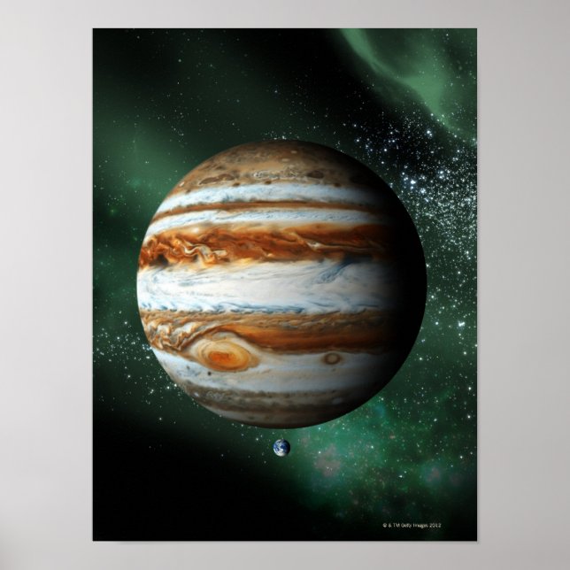 Affiche Jupiter et comparaison de la Terre (Devant)