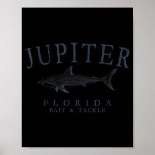 Affiche Jupiter florida requin vintage pêche ardoise