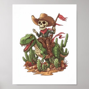 Affiche Jurassic Cowboy Crull - Funny Dino Rodeo