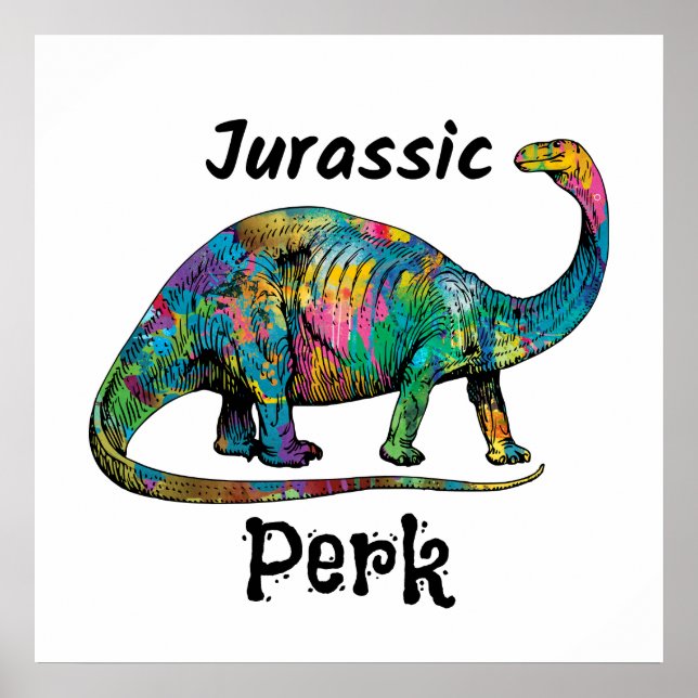 Affiche Jurassic Perk Dinosaure Coloré Blanc (Devant)