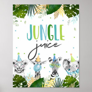 Affiche Jus de Jungle Safari Party Animaux Signal d'annive