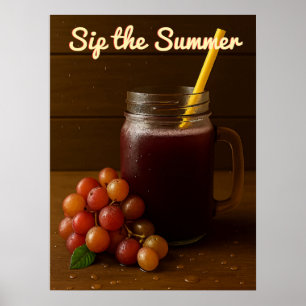 Affiche Jus de raisin rouge vieux - "Siroter l'été
