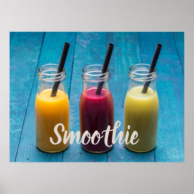 Affiche Jus de smoothie boisson mangue orange kiwi cadeau (Devant)