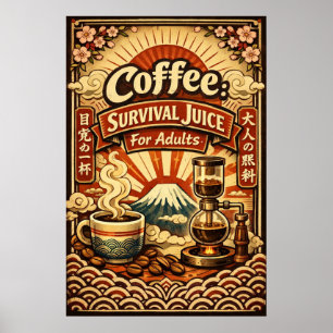 Affiche Jus de survie au café pour adultes Retro Japonais