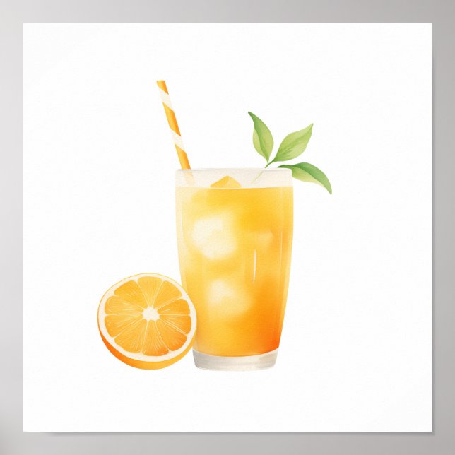 Affiche Jus d'orange à l'aquarelle (Devant)