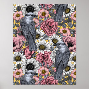 Affiche Jus gris et fleurs