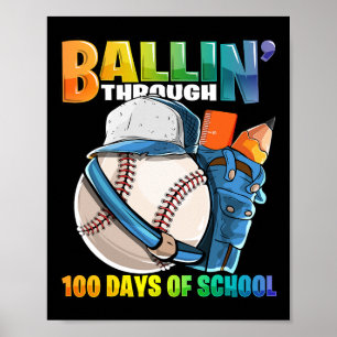 Affiche Jusqu'À 100 Jours De Baseball École Maternelle B