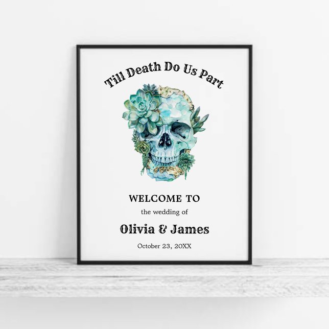 Affiche Jusqu'à ce que la mort nous sépare Mariage Hallowe (Till Death Do Us Part Gothic Halloween Wedding Welcome Sign   )