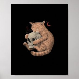 Affiche Jusqu'à la mort Faites-nous la fête Chat Crâne cla