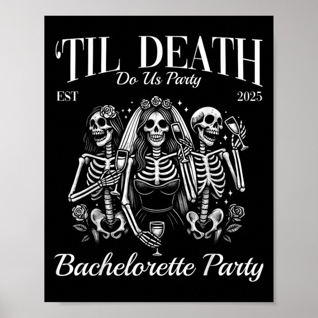 Affiche Jusqu'à la mort Fêtons-nous Retro Skeleton Bachelo (Devant)