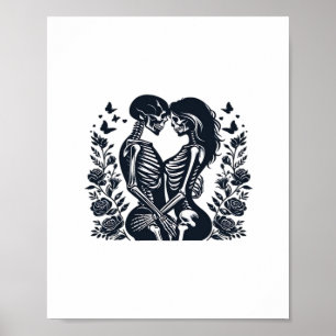 Affiche Jusqu'à la mort nous - Skeleton Couple Design Goth