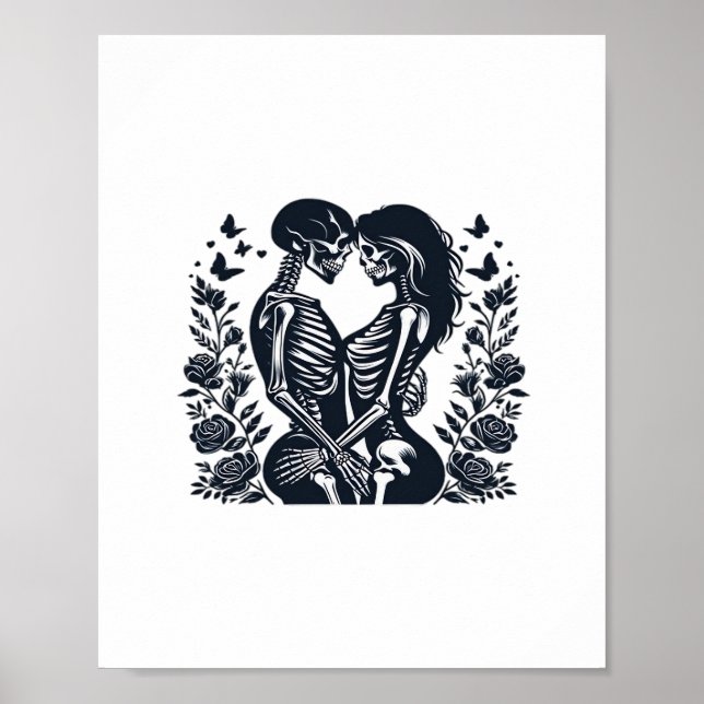 Affiche Jusqu'à la mort nous - Skeleton Couple Design Goth (Devant)