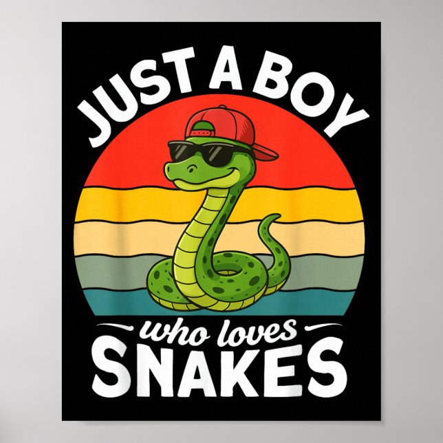Affiche Just A Boy Who Loves Snakes Funny Snake Reptile Ki (Devant)