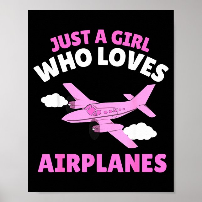 Affiche Just A Girl Who Loves Airplanes Kids Toddler Baby  (Devant)