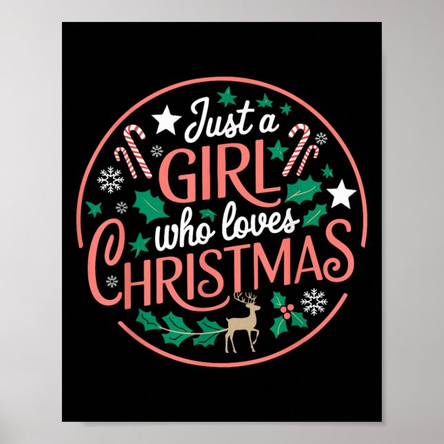 Affiche Just A Girl Who Loves Christmas Candy Cane Xmas Pa (Devant)