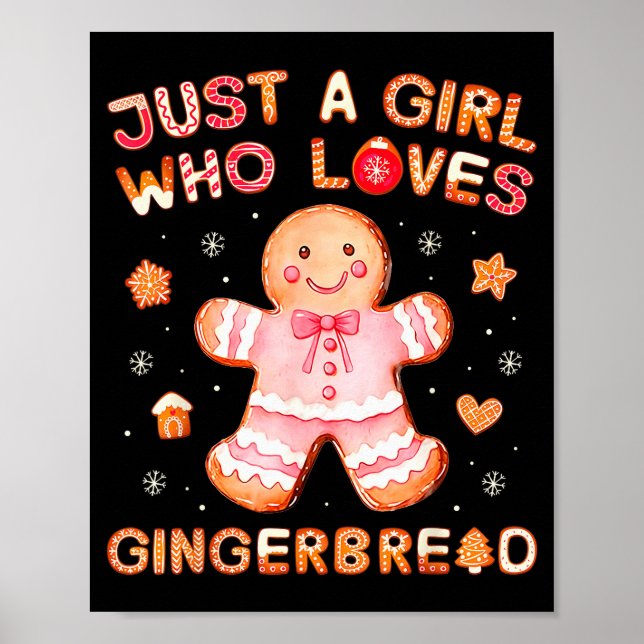 Affiche Just A Girl Who Loves Gingerbread Man Funny Christ (Devant)