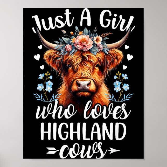 Affiche Just A Girl Who Loves Highland Cows Scottish Highl (Devant)