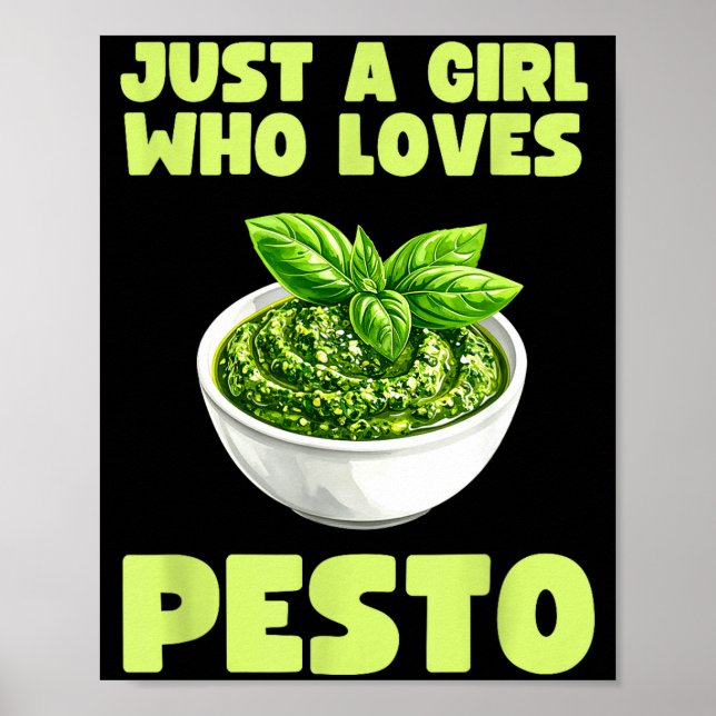 Affiche Just A Girl Who Loves Pesto Basil Pasta Italian Ad (Devant)