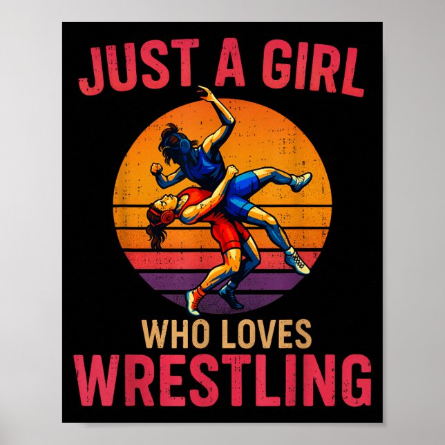 Affiche Just A Girl Who Loves Wrestling Funny Wrestler Wre (Devant)