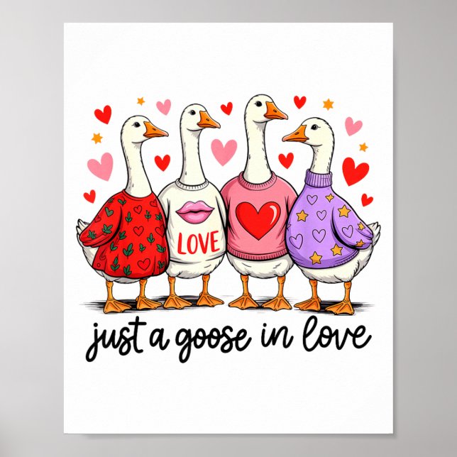Affiche Just A Goose In Love Cute Valentine Coquette Bow G (Devant)