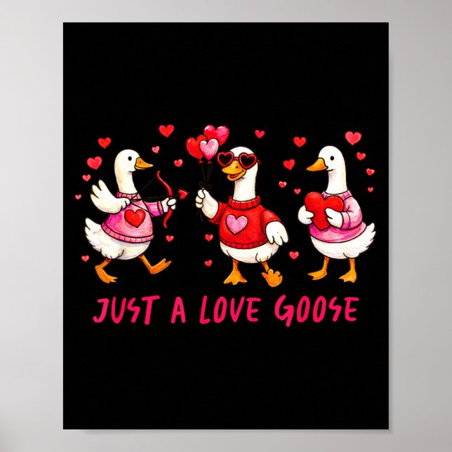 Affiche Just A Love Goose Funny Valentine Geese Cud Heart  (Devant)