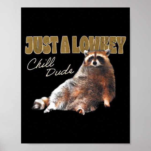 Affiche Just A Lowkey Chill Dude Cute Raccoon Funny Meme  (Devant)