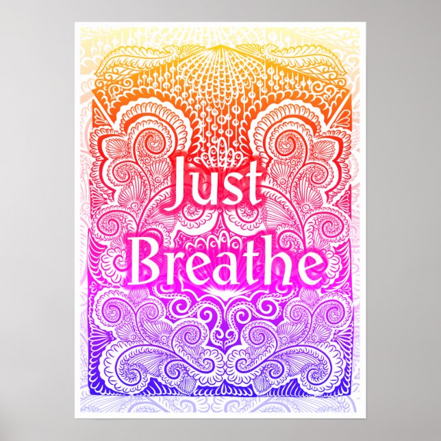 Affiche Just Breathe - Calmer Mandala Inspiré (Devant)