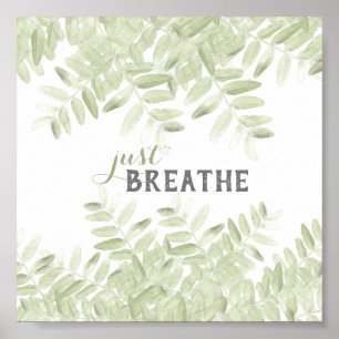 Affiche just breathe moss green nature art spa