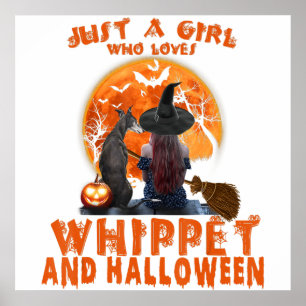 Affiche Just Girl Who Loves Whippet Dog And Halloween