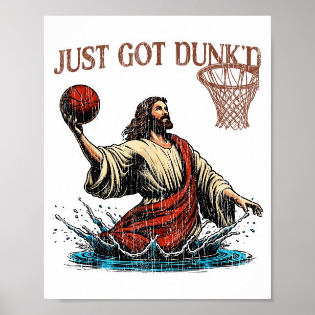 Affiche Just Got Dunked Funny Baptism Jesus Christian Bask (Devant)