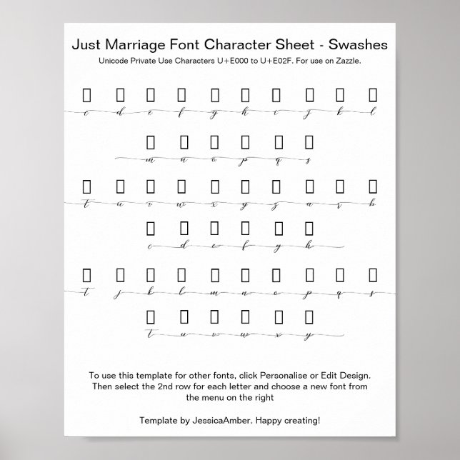 Affiche Just Marriage Font Character Sheet Alternates (Devant)